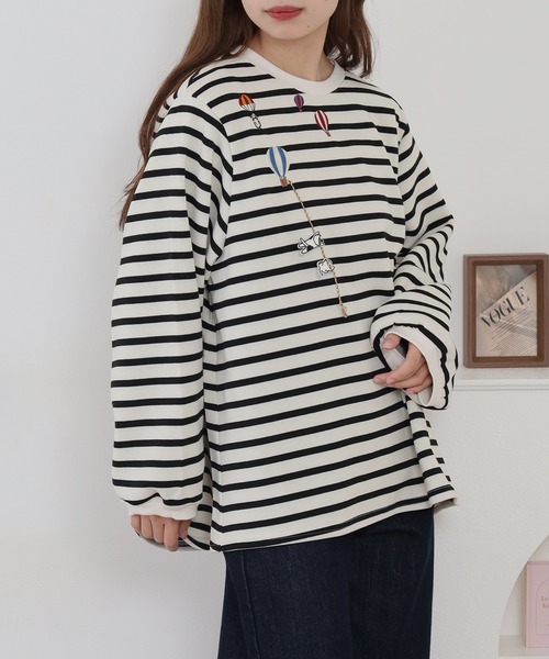 Quelle Chance(ケルシャンス)の「配色ステッチポケット刺繍ワンピース(Tシャツ/カットソー・レディース・キナリ/ブラック/チャコールグレー・M/L)」の7枚目の写真
