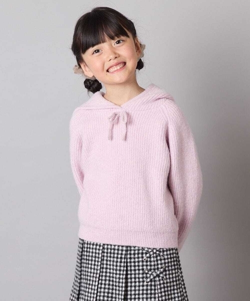 a.v.v（アーヴェヴェ）の「[120-160]【おうちで洗える】とろふわニットパーカー（ニット/セーター・キッズ・チャコールグレー/ライトピンク・130/140/150/160/120）」の6枚目の写真