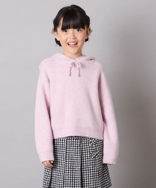 a.v.v（アーヴェヴェ）の「[120-160]【おうちで洗える】とろふわニットパーカー（ニット/セーター・キッズ・チャコールグレー/ライトピンク・130/140/150/160/120）」の7枚目の写真