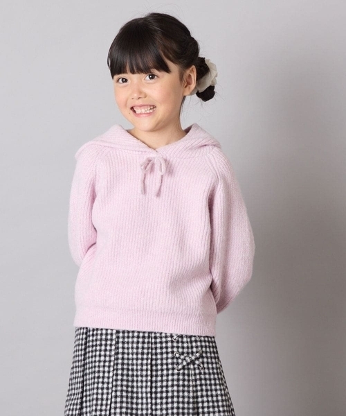 a.v.v（アーヴェヴェ）の「[120-160]【おうちで洗える】とろふわニットパーカー（ニット/セーター・キッズ・チャコールグレー/ライトピンク・130/140/150/160/120）」の8枚目の写真