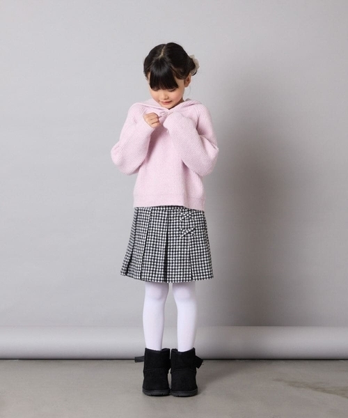 a.v.v（アーヴェヴェ）の「[120-160]【おうちで洗える】とろふわニットパーカー（ニット/セーター・キッズ・チャコールグレー/ライトピンク・130/140/150/160/120）」の11枚目の写真