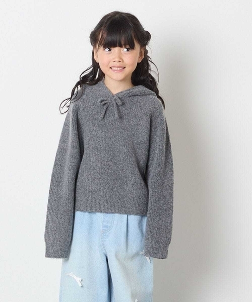 a.v.v（アーヴェヴェ）の「[120-160]【おうちで洗える】とろふわニットパーカー（ニット/セーター・キッズ・チャコールグレー/ライトピンク・130/140/150/160/120）」の19枚目の写真