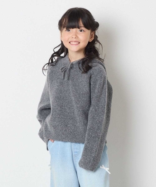 a.v.v（アーヴェヴェ）の「[120-160]【おうちで洗える】とろふわニットパーカー（ニット/セーター・キッズ・チャコールグレー/ライトピンク・130/140/150/160/120）」の20枚目の写真