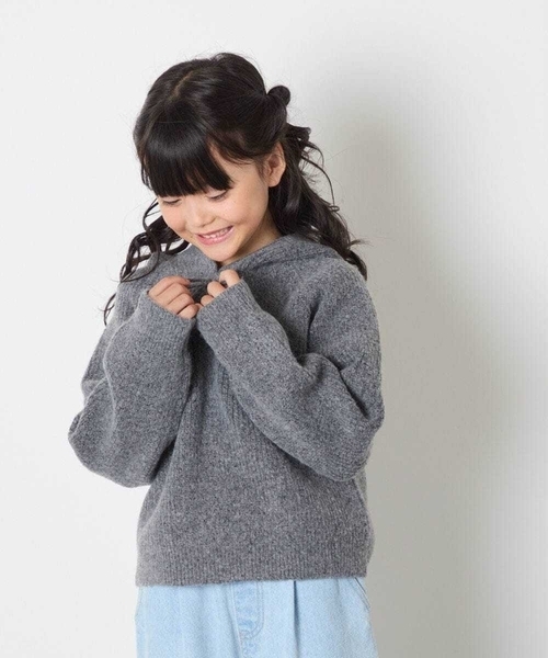 a.v.v（アーヴェヴェ）の「[120-160]【おうちで洗える】とろふわニットパーカー（ニット/セーター・キッズ・チャコールグレー/ライトピンク・130/140/150/160/120）」の21枚目の写真
