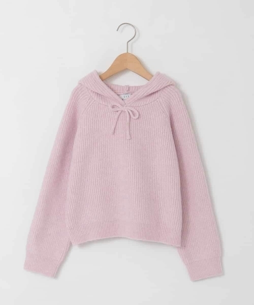 a.v.v（アーヴェヴェ）の「[120-160]【おうちで洗える】とろふわニットパーカー（ニット/セーター・キッズ・チャコールグレー/ライトピンク・130/140/150/160/120）」の5枚目の写真