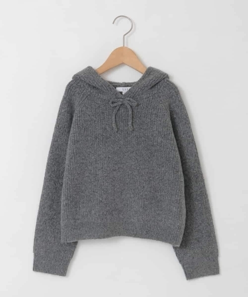 a.v.v（アーヴェヴェ）の「[120-160]【おうちで洗える】とろふわニットパーカー（ニット/セーター・キッズ・チャコールグレー/ライトピンク・130/140/150/160/120）」の4枚目の写真