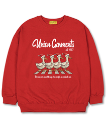 クリスマスダック オーバーサイズ スウェット クリスマスTシャツ [裏起毛]レッド