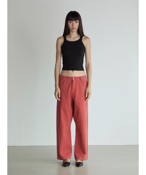 VISUS(ヴィスシュ)の「Stitch Lowrise Cotton Pants_Red(その他パンツ・レディース・その他・FREE)」の1枚目の写真