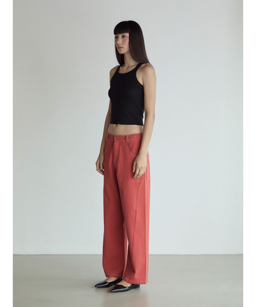 VISUS(ヴィスシュ)の「Stitch Lowrise Cotton Pants_Red(その他パンツ・レディース・その他・FREE)」の2枚目の写真