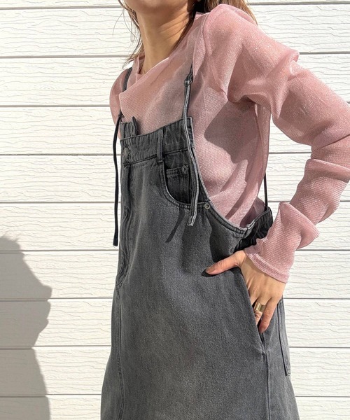 Q(キュー)の「デニムキャミワンピース(ワンピース・レディース・グレー/ブルー・MEDIUM)」の8枚目の写真