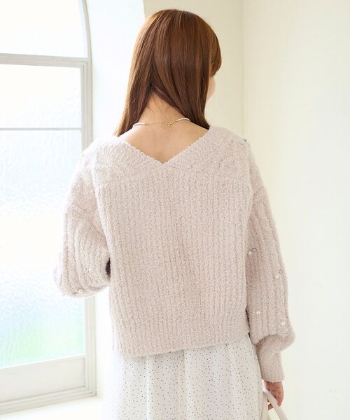 MAJESTIC LEGON(マジェスティックレゴン)の「ビジューマシュマロカーディガン(カーディガン/ボレロ・レディース・アイボリー/ピンク/ライトグレー/ブラック・MEDIUM)」の9枚目の写真