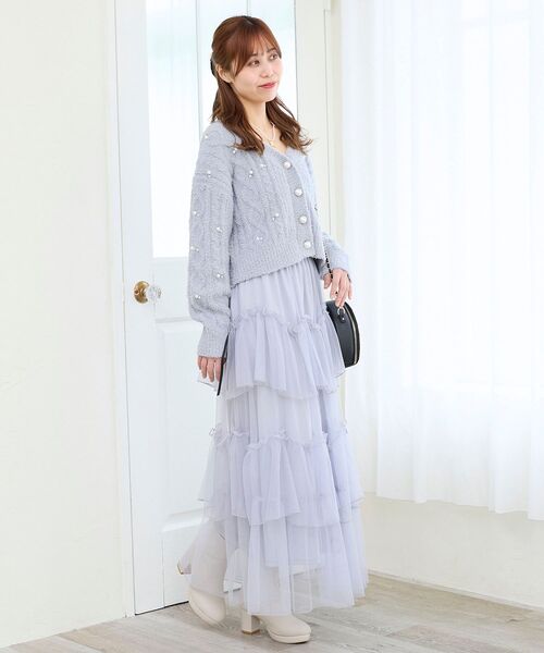 MAJESTIC LEGON(マジェスティックレゴン)の「ビジューマシュマロカーディガン(カーディガン/ボレロ・レディース・アイボリー/ピンク/ライトグレー/ブラック・MEDIUM)」の12枚目の写真