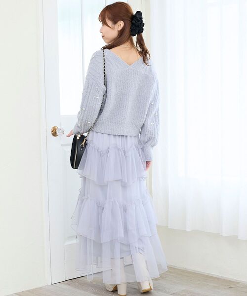 MAJESTIC LEGON(マジェスティックレゴン)の「ビジューマシュマロカーディガン(カーディガン/ボレロ・レディース・アイボリー/ピンク/ライトグレー/ブラック・MEDIUM)」の13枚目の写真