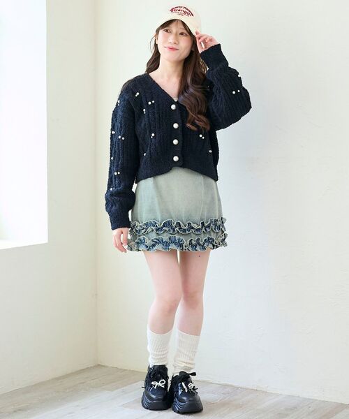 MAJESTIC LEGON(マジェスティックレゴン)の「ビジューマシュマロカーディガン(カーディガン/ボレロ・レディース・アイボリー/ピンク/ライトグレー/ブラック・MEDIUM)」の18枚目の写真