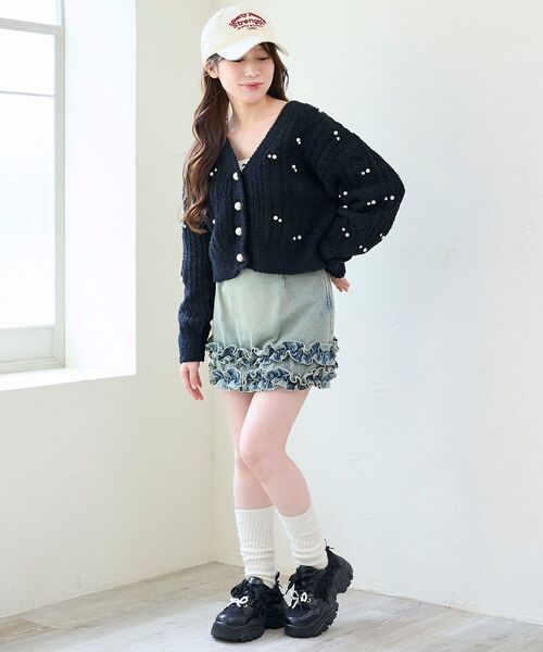 MAJESTIC LEGON(マジェスティックレゴン)の「ビジューマシュマロカーディガン(カーディガン/ボレロ・レディース・アイボリー/ピンク/ライトグレー/ブラック・MEDIUM)」の19枚目の写真