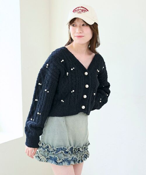 MAJESTIC LEGON(マジェスティックレゴン)の「ビジューマシュマロカーディガン(カーディガン/ボレロ・レディース・アイボリー/ピンク/ライトグレー/ブラック・MEDIUM)」の22枚目の写真