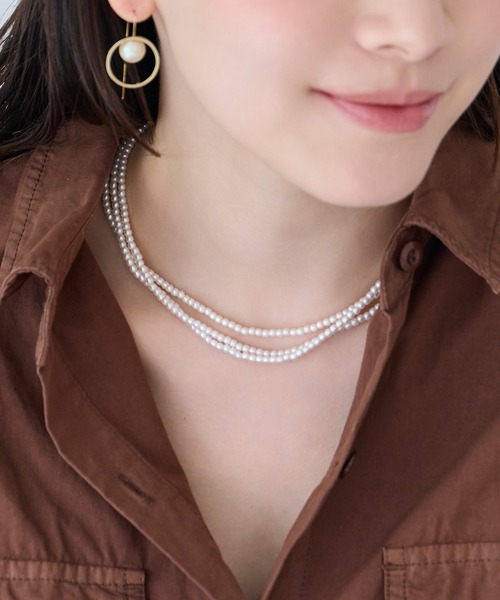 Phoebe（フィービィー）の「3連ビーズパールネックレス（ネックレス・レディース・ホワイト・FREE）」の8枚目の写真