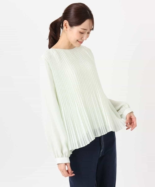 MK MICHEL KLEIN(エムケーミッシェルクラン)の「プリーツデザインブラウス/洗える(シャツ/ブラウス・レディース・ライトグリーン/ホワイト・38)」の21枚目の写真