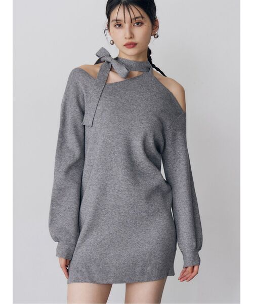 MURUA（ムルーア）の「アシメショルダーミニワンピース（ワンピース・レディース・グレー/ブラック/アイボリー・FREE）」の3枚目の写真