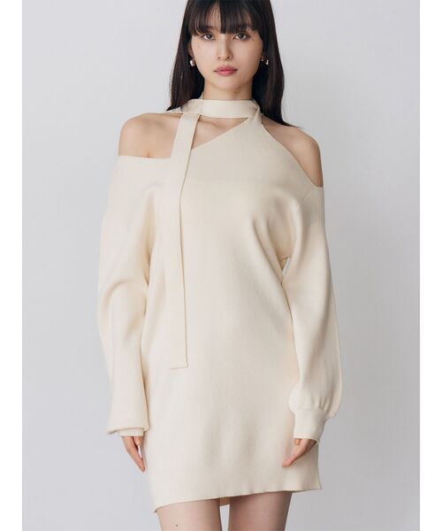 MURUA（ムルーア）の「アシメショルダーミニワンピース（ワンピース・レディース・グレー/ブラック/アイボリー・FREE）」の2枚目の写真