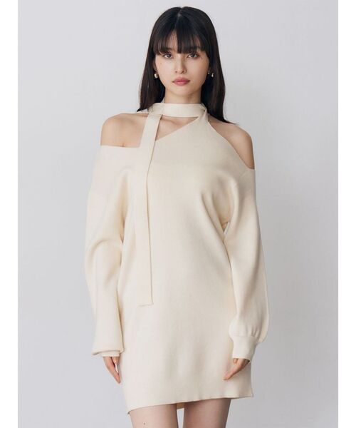 MURUA（ムルーア）の「アシメショルダーミニワンピース（ワンピース・レディース・グレー/ブラック/アイボリー・FREE）」の6枚目の写真