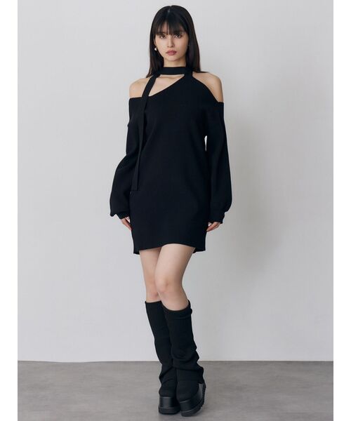 MURUA（ムルーア）の「アシメショルダーミニワンピース（ワンピース・レディース・グレー/ブラック/アイボリー・FREE）」の9枚目の写真