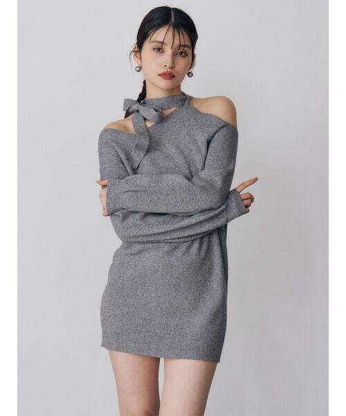 MURUA（ムルーア）の「アシメショルダーミニワンピース（ワンピース・レディース・グレー/ブラック/アイボリー・FREE）」の12枚目の写真