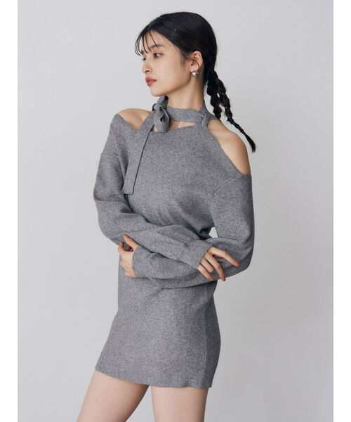 MURUA（ムルーア）の「アシメショルダーミニワンピース（ワンピース・レディース・グレー/ブラック/アイボリー・FREE）」の13枚目の写真