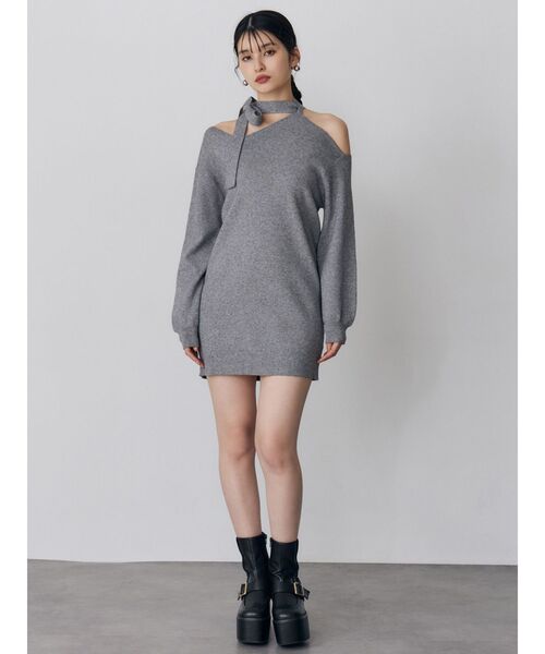 MURUA（ムルーア）の「アシメショルダーミニワンピース（ワンピース・レディース・グレー/ブラック/アイボリー・FREE）」の14枚目の写真