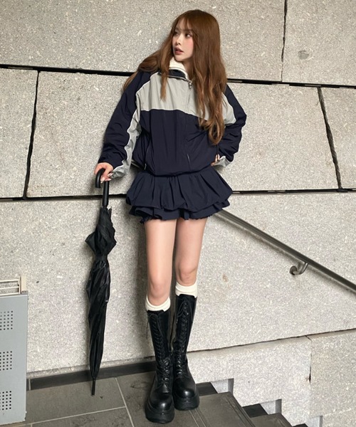 RAY CASSIN（レイカズン）の「ティアードバルーンスカート（スカート・レディース・ホワイト/グレー系その他2/ネイビー・FREE）」の5枚目の写真