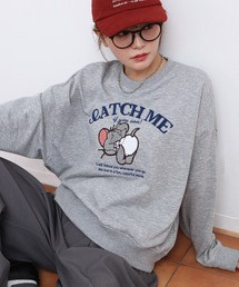 【Tom & Jerry/トム & ジェリー】サガラ刺繍 裏毛 クルーネックトレーナー スウェット