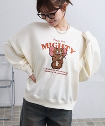 【Tom & Jerry/トム & ジェリー】サガラ刺繍 裏毛 クルーネックトレーナー スウェット