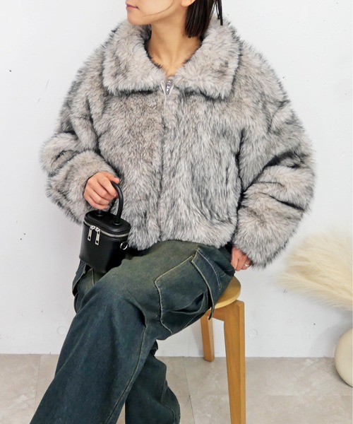 セール】ミックスファーブルゾン（その他アウター）｜FUN（ファン）の