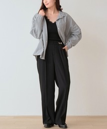 Nohea（ノヘア）の「合繊ツイル ハート金具ウエスト調整 センタープレス ワイドパンツ（スラックス）」