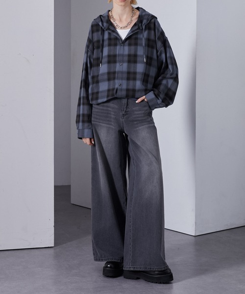 Loose/ルース(ルース)の「ルーズ ドローコード付きシャツパーカー(シャツ/ブラウス・メンズ・ブラック/ベージュ系/ブルー系/ブラック系/チャコールグレー・S/L/M)」の19枚目の写真
