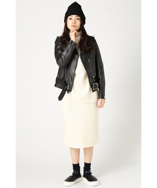 JOURNAL STANDARD（ジャーナルスタンダード）の「ラグラン畦 タートルプルオーバー#（ニット/セーター・レディース・ホワイト/ウッド/ネイビー・FREE）」の4枚目の写真