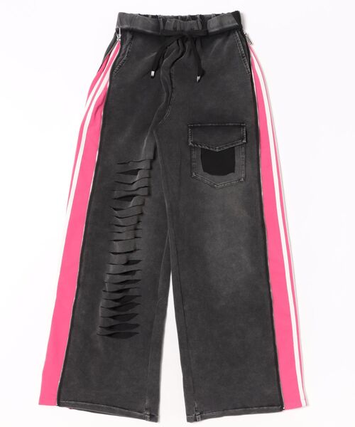 Pt18kg(プラチナイチハチキログラム)の「ストリートアクセントクラッシュデニム(デニムパンツ・レディース・イエロー/ピンク/ホワイト/グリーン/レッド/ブラック・FREE)」の5枚目の写真