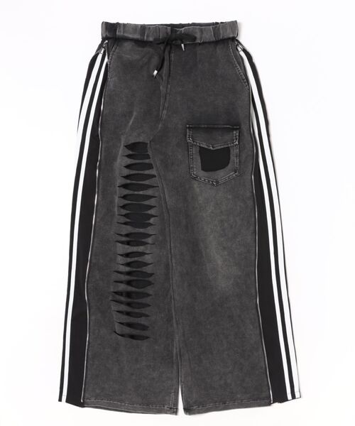 Pt18kg(プラチナイチハチキログラム)の「ストリートアクセントクラッシュデニム(デニムパンツ・レディース・イエロー/ピンク/ホワイト/グリーン/レッド/ブラック・FREE)」の1枚目の写真