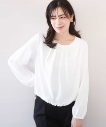 OFUON le MK | 【2026SS】タックデザインジョーゼットブラウス(長袖)/UVカット/接触冷感/洗える(シャツ/ブラウス)