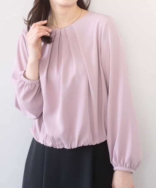 OFUON le MK(オフオンルエムケー)の「【2026SS】タックデザインジョーゼットブラウス(長袖)/UVカット/接触冷感/洗える(シャツ/ブラウス・レディース・ブラック/ピンク/ホワイト・40/38/36)」の3枚目の写真