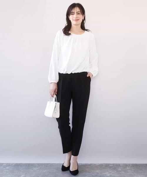 OFUON le MK(オフオンルエムケー)の「【2026SS】タックデザインジョーゼットブラウス(長袖)/UVカット/接触冷感/洗える(シャツ/ブラウス・レディース・ブラック/ピンク/ホワイト・40/38/36)」の5枚目の写真