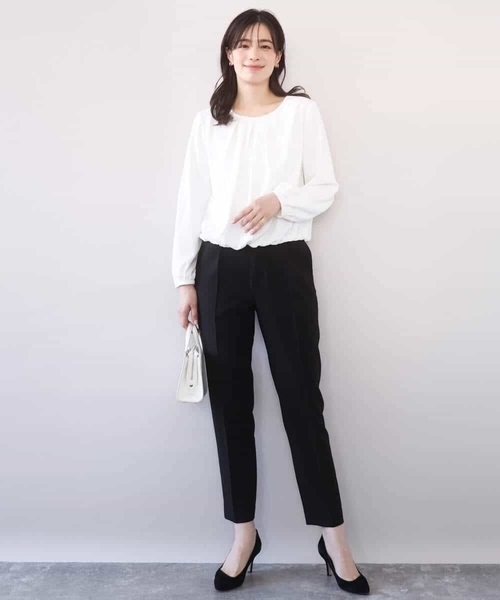 OFUON le MK(オフオンルエムケー)の「【2026SS】タックデザインジョーゼットブラウス(長袖)/UVカット/接触冷感/洗える(シャツ/ブラウス・レディース・ブラック/ピンク/ホワイト・40/38/36)」の6枚目の写真