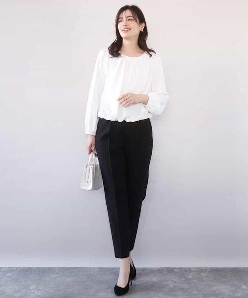 OFUON le MK(オフオンルエムケー)の「【2026SS】タックデザインジョーゼットブラウス(長袖)/UVカット/接触冷感/洗える(シャツ/ブラウス・レディース・ブラック/ピンク/ホワイト・40/38/36)」の7枚目の写真