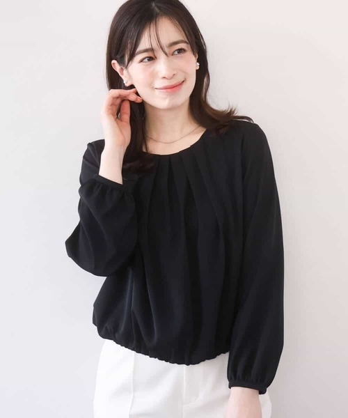 OFUON le MK(オフオンルエムケー)の「【2026SS】タックデザインジョーゼットブラウス(長袖)/UVカット/接触冷感/洗える(シャツ/ブラウス・レディース・ブラック/ピンク/ホワイト・40/38/36)」の14枚目の写真