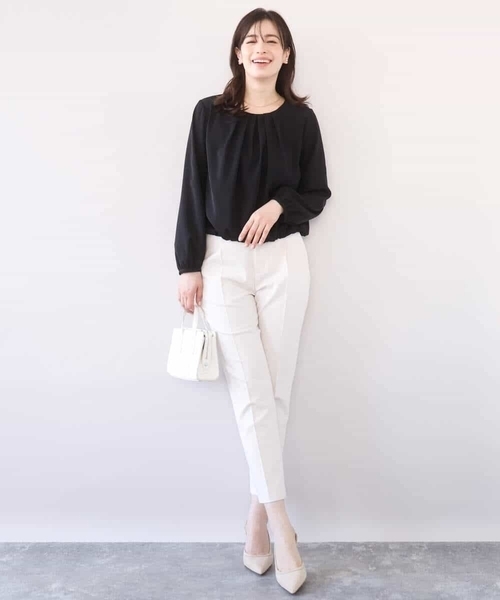 OFUON le MK(オフオンルエムケー)の「【2026SS】タックデザインジョーゼットブラウス(長袖)/UVカット/接触冷感/洗える(シャツ/ブラウス・レディース・ブラック/ピンク/ホワイト・40/38/36)」の15枚目の写真