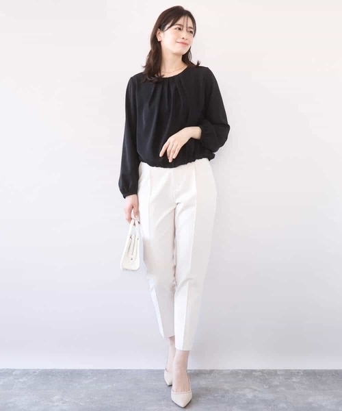 OFUON le MK(オフオンルエムケー)の「【2026SS】タックデザインジョーゼットブラウス(長袖)/UVカット/接触冷感/洗える(シャツ/ブラウス・レディース・ブラック/ピンク/ホワイト・40/38/36)」の16枚目の写真