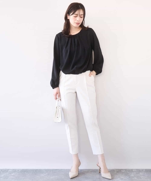 OFUON le MK(オフオンルエムケー)の「【2026SS】タックデザインジョーゼットブラウス(長袖)/UVカット/接触冷感/洗える(シャツ/ブラウス・レディース・ブラック/ピンク/ホワイト・40/38/36)」の17枚目の写真