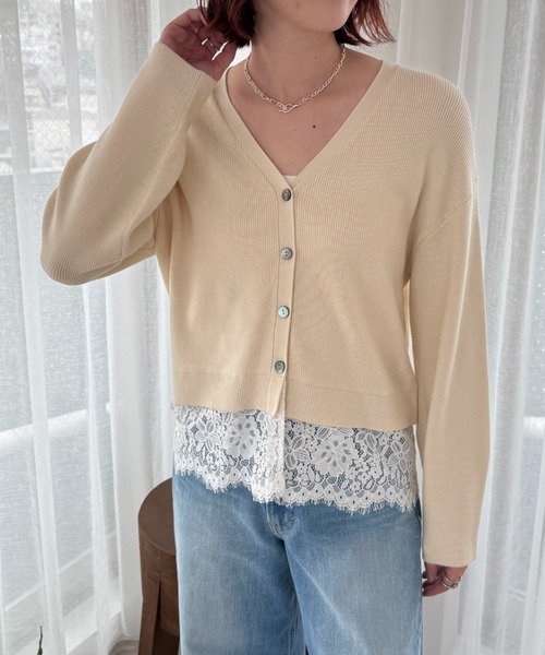 Doux archives(ドゥアルシーヴ)の「裾レースカーディガン(カーディガン/ボレロ・レディース・アイボリー/ブラック/グレー・FREE)」の1枚目の写真