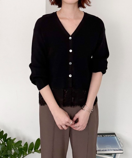 Doux archives(ドゥアルシーヴ)の「裾レースカーディガン(カーディガン/ボレロ・レディース・アイボリー/ブラック/グレー・FREE)」の13枚目の写真