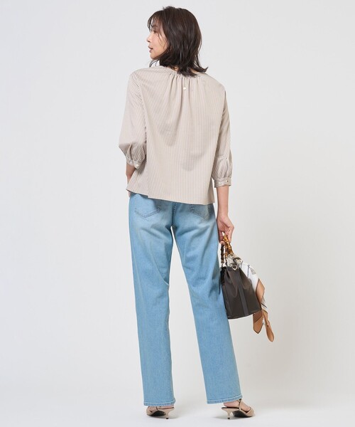 J.PRESS Ladies(J.プレス レディス)の「ストライプジャカード ラウンドネック カットソー(Tシャツ/カットソー・レディース・ネイビー系1/スカイブルー系1/黄土色系1・SMALL)」の10枚目の写真